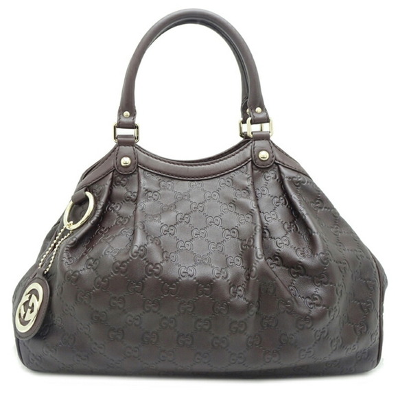 Gucci Sukey Women's Handbag 211944 Guccissima Leather Dark Brown